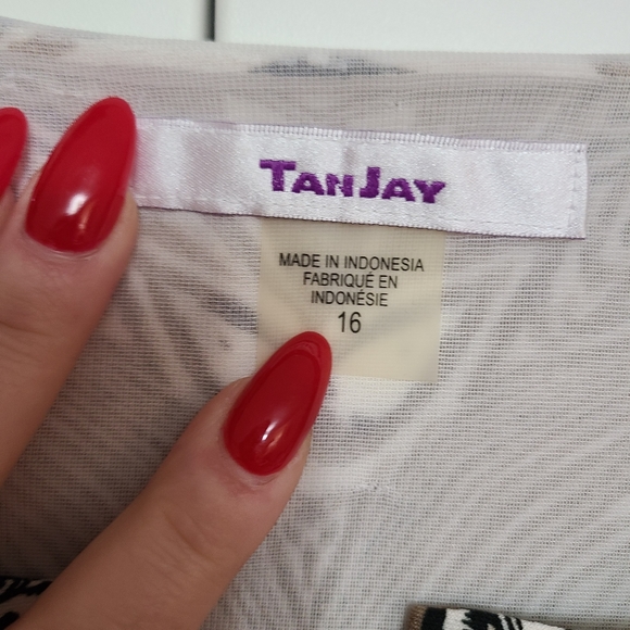 SZ 16 Plus Size shift dress stretch Tan Jay - Picture 3 of 6